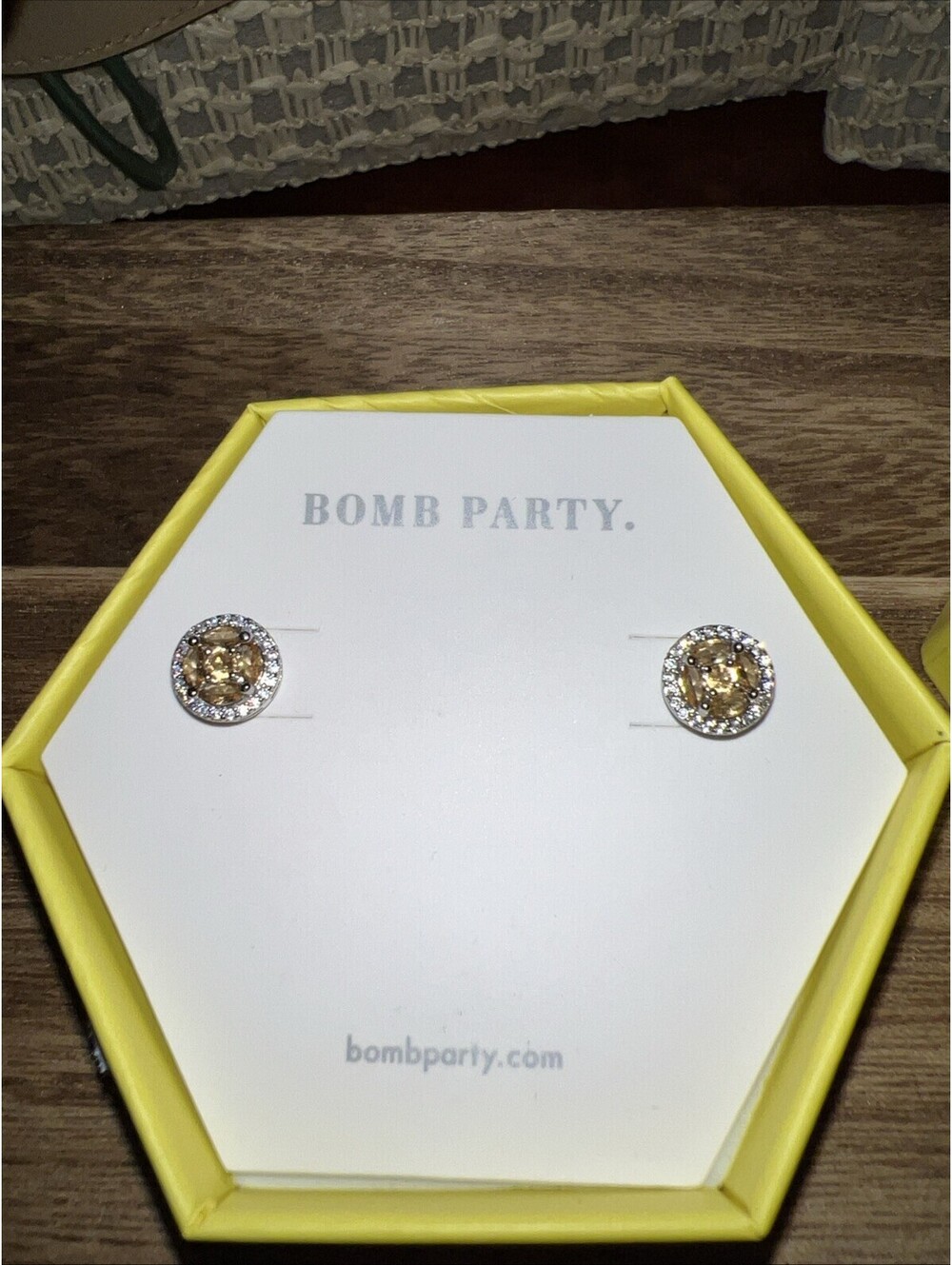 Bomb Party Something Sweet Earrings. Orange Topaz. Rhodium Plating.